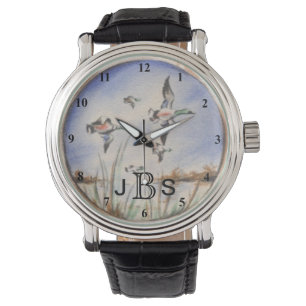 Vintageflyget duckar den manliga monogramen armbandsur