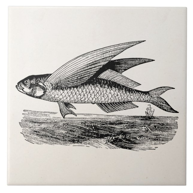 Vintageflygfisk - vatten- fiskmall kakelplatta (Framsidan)