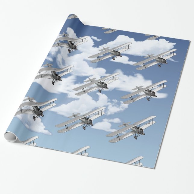 Vintageflygplan Presentpapper (Utrullad)