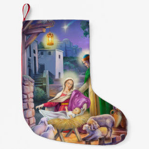 Vintagefödelse av den Jesus platsen Liten Julstrumpa