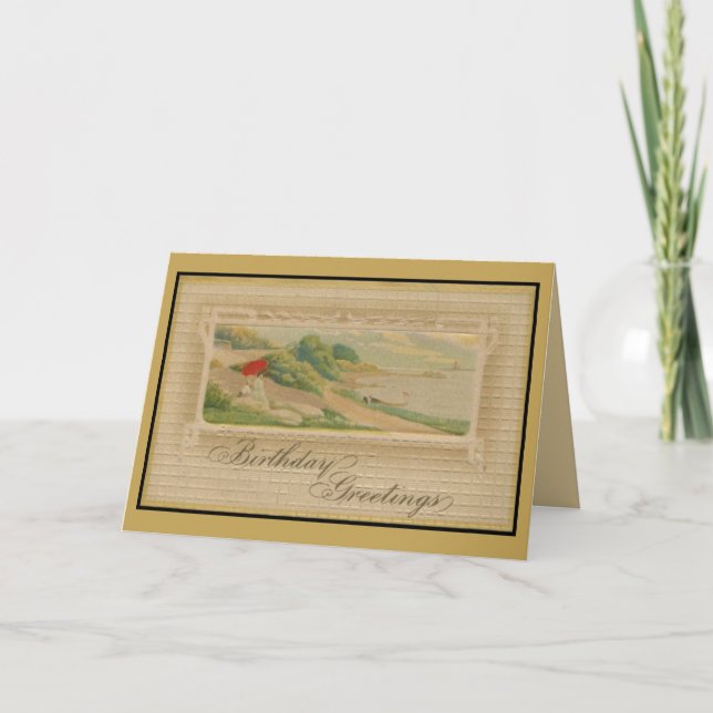 Vintagefödelsedaghälsningar Kort (Framsida)