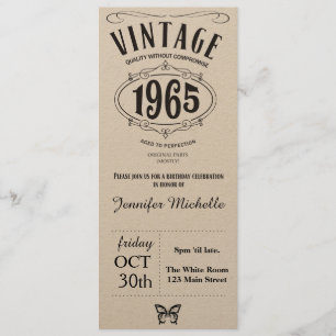Vintagefödelsedaginbjudan 1965 inbjudningar