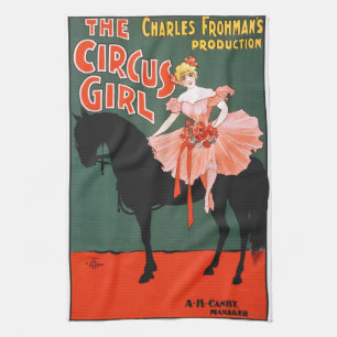 Vintageföreställningskonstar poster cirkusflicka kökshandduk