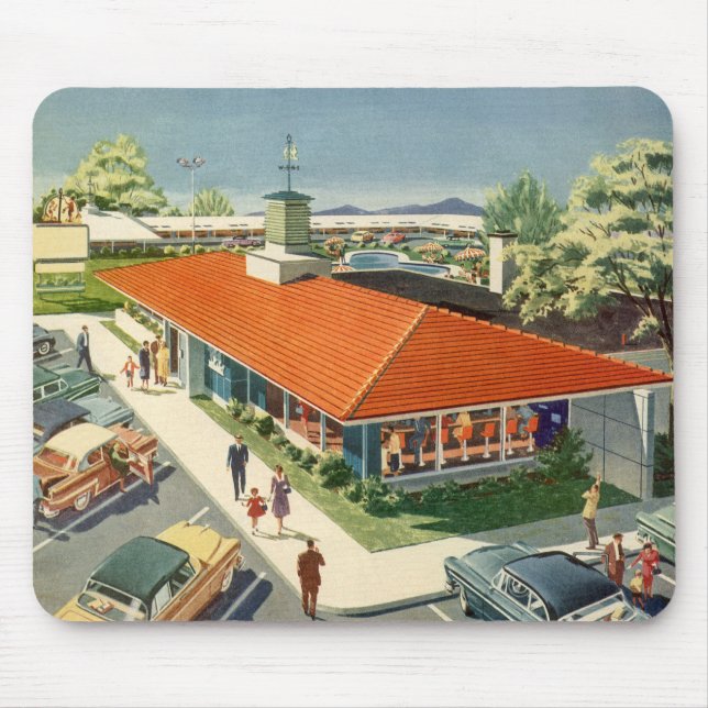 Vintageföretag, 50-tals familjerestaurang diner musmatta (Framsidan)