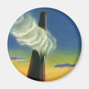 Vintageföretag, ångvisselfabrik soluppgång magnet