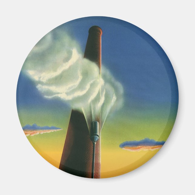 Vintageföretag, ångvisselfabrik soluppgång magnet (Framsidan)