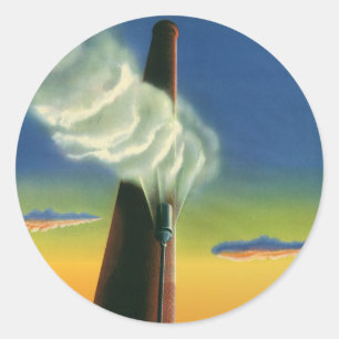 Vintageföretag, ångvisselfabrik soluppgång runt klistermärke