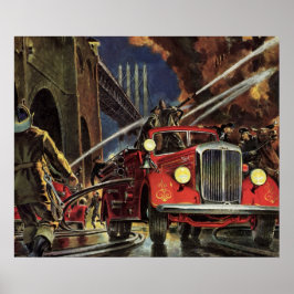 Vintageföretag, brandmän brandmän brandbilar poster