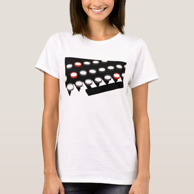 Vintageföretag gammaldags skrivmaskinstangentbord tee (Framsida)