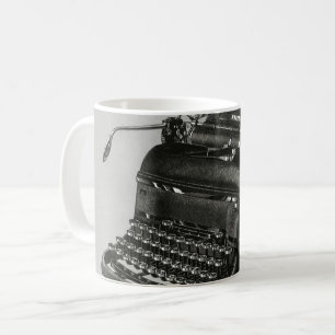 Vintageföretag, gammalt kontors manuellt skrivmask kaffemugg