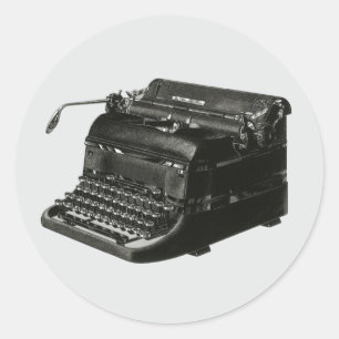 Vintageföretag, gammalt kontors manuellt skrivmask runt klistermärke