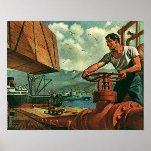 Vintageföretag, oljetankfartyg med hamnarbetare poster