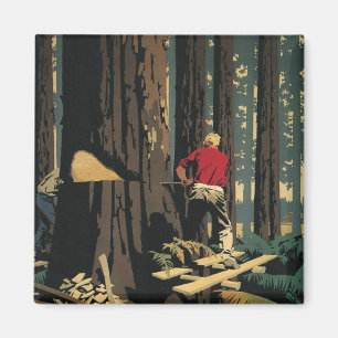 Vintageföretag, timmerindustri rödfyrskog magnet