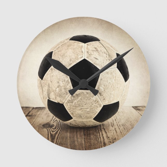 Vintagefotbollboll Rund Klocka (Framsida)