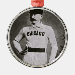 Vintagefoto, Chicago basebollspelare Julgransprydnad Metall