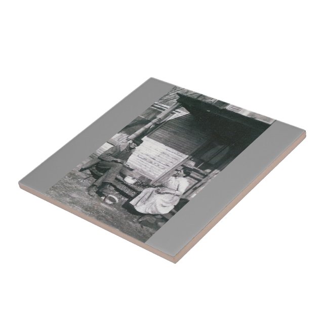 vintagefototrivet belägger med tegel kakelplatta (Sidan)