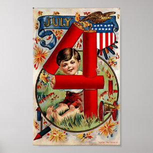 VintageFourth av den Juli pojken med Poster