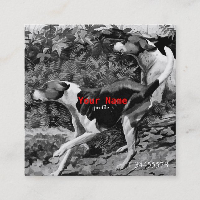 VintageFoxhounds (English&American) i höst Fyrkantigt Visitkort (Framsida)