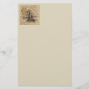 Vintagefrakt och karta brevpapper