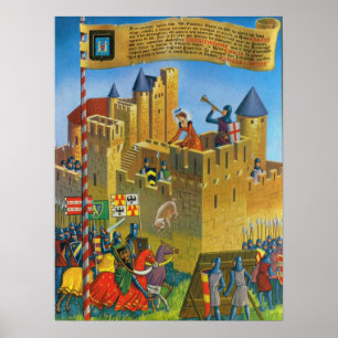 Vintagefrankriken, medeltida Carassonne Poster