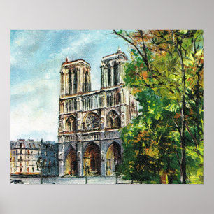 Vintagefrankriken, Paris, Notre Dame Poster