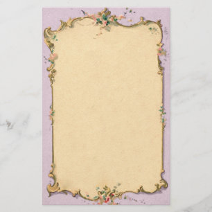 VintageFransk-Stil blommigt Scrollwork Brevpapper