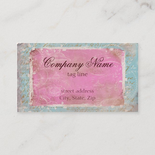 Vintagefransk Toile & skrivar standard No.1 Visitkort (Framsida)