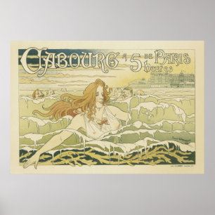Vintagefranskaffischer - sjöjungfru poster