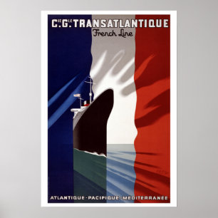 VintagefranskC.G. Transatlantique Fodra affisch
