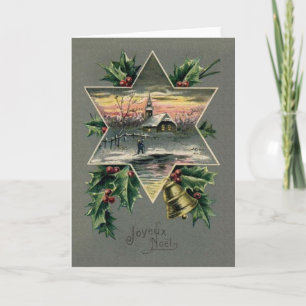 VintagefranskJoyeux Noel julkort Helgkort