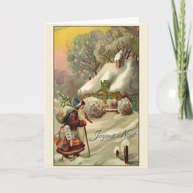 VintagefranskJoyeux Noël julkort Helgkort (Framsida)