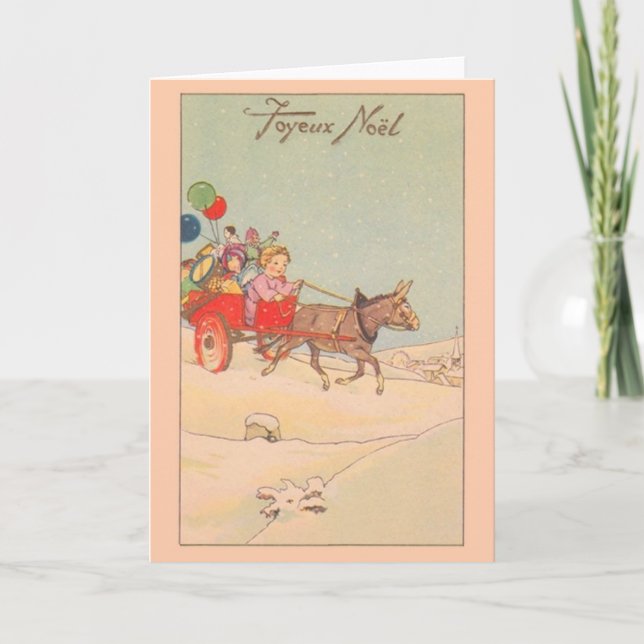 VintagefranskJoyeux Noël julkort Helgkort (Framsida)
