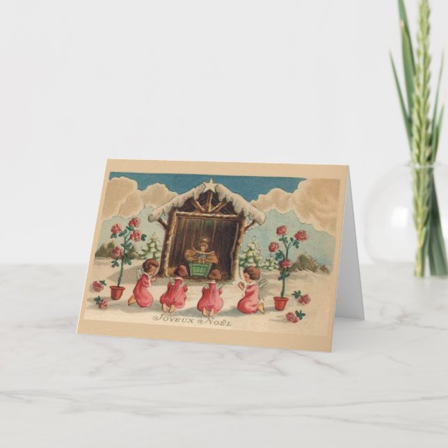 VintagefranskJoyeux Noel julkort Helgkort (Framsida)