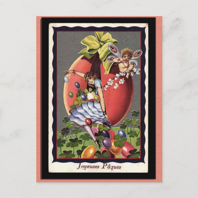Vintagefranskpåsk Helg Vykort (Framsida)