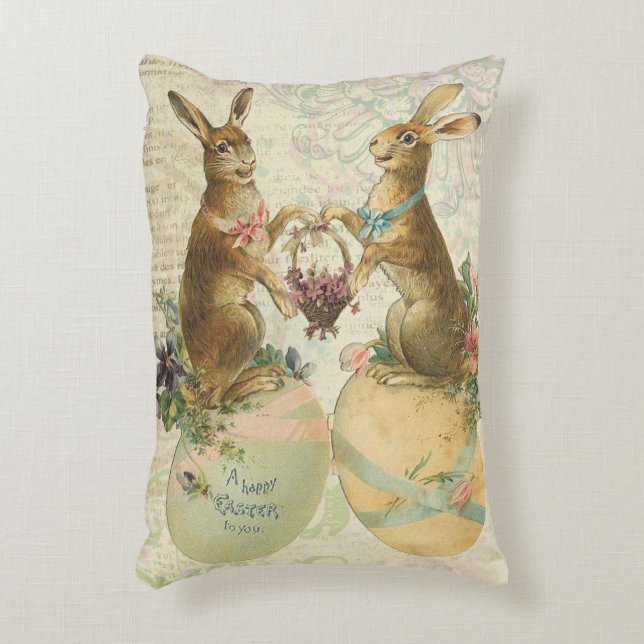 Vintagefranskpåskhare Prydnadskudde (Framsidan(Vertikal))