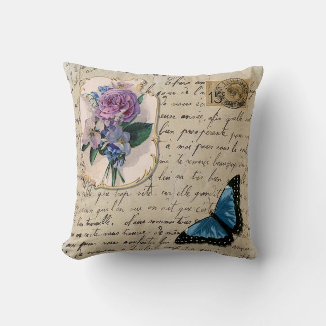 Vintagefranskvykort Kudde (Framsida)