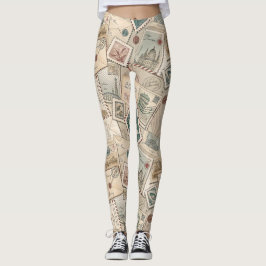 Vintagefrimärken Leggings