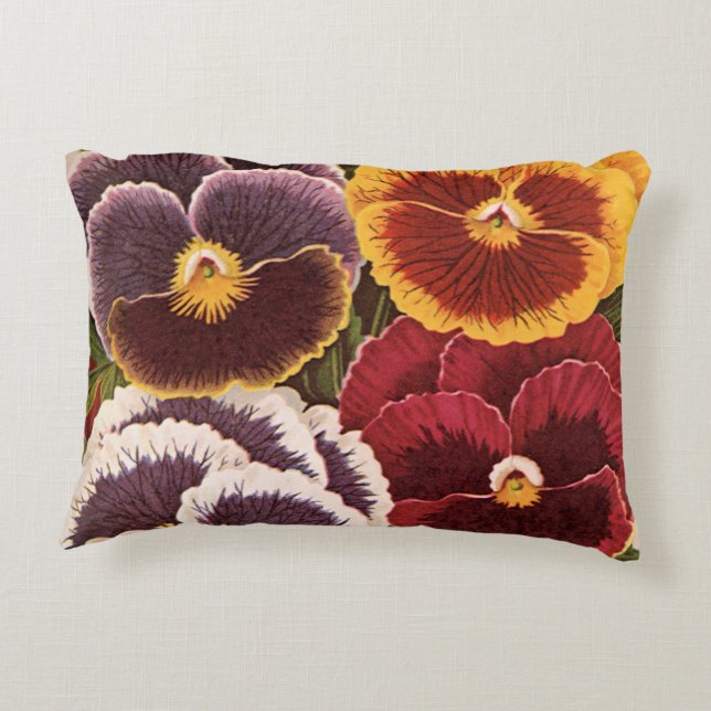 Vintagefröpaketetiketter, trädgårdsviolblommor prydnadskudde (Baksidan)