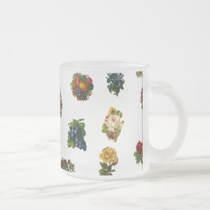Vintagefrukter & blommor frostad glasmugg