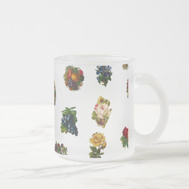 Vintagefrukter & blommor frostad glasmugg (Höger)