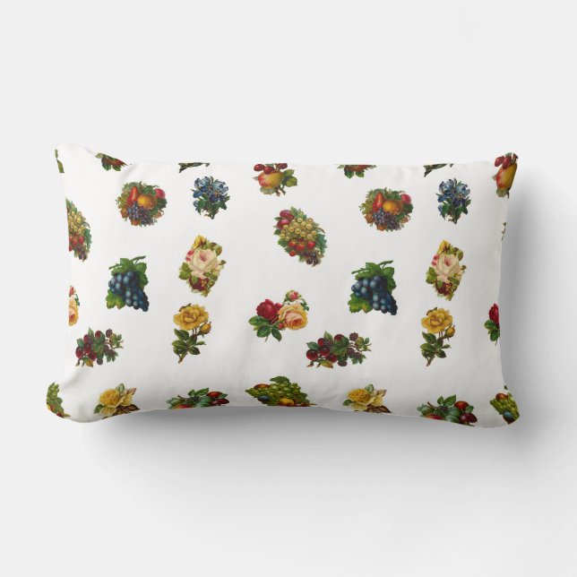 Vintagefrukter & blommor lumbarkudde (Framsida)