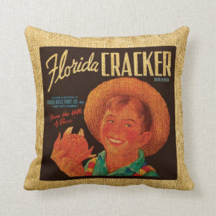 Vintagefruktetikett Florida och Paisano Kudde