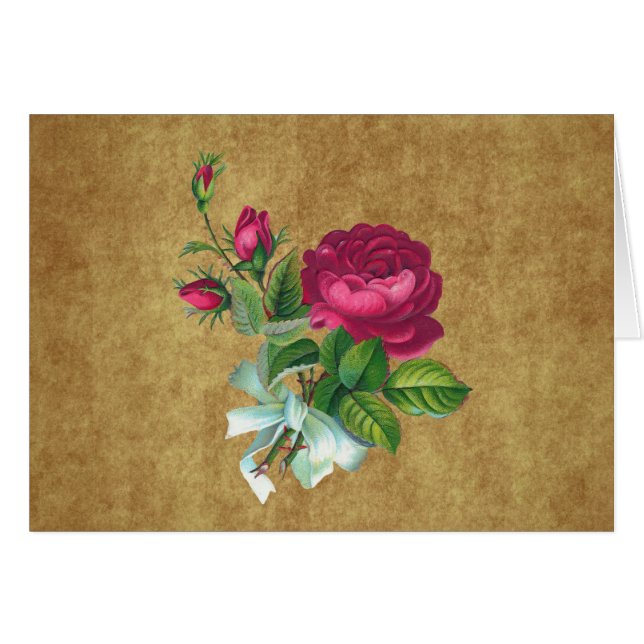 Vintagefuchsiaen steg hälsningskort (Framsidan Horizontal)