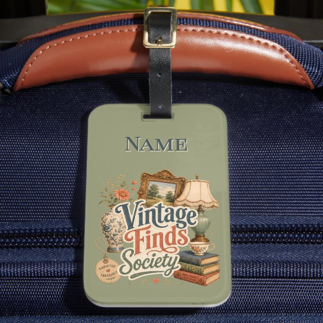 Vintagefynd Cottagecore Skatter Grön Bagagebricka (Framsida Insitu 2)