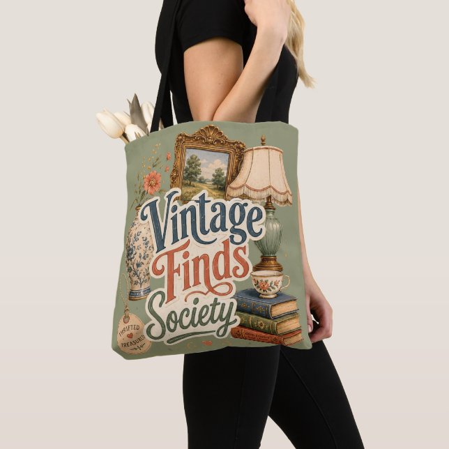 Vintagefynd Cottagecore Skatter Grön Tygkasse (Närbild)