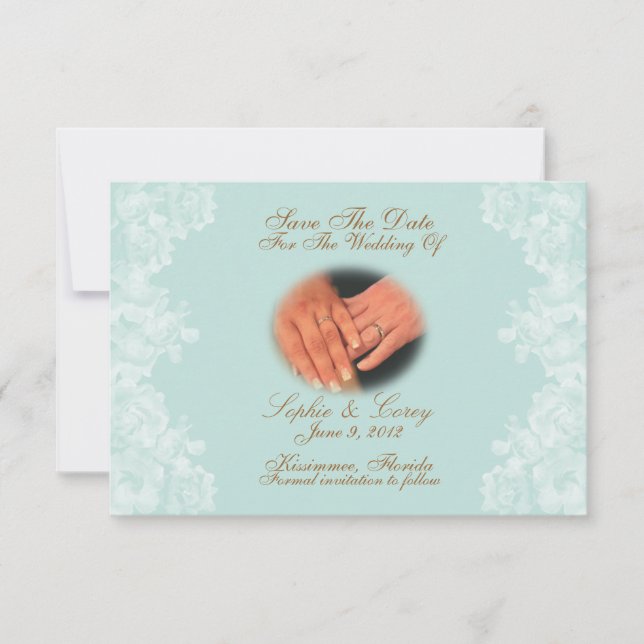 VintageGardeniaspara daterainbjudankortet Spara Datumet (Framsida)