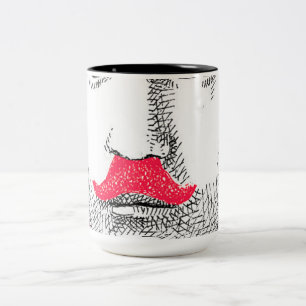 Vintagegentleman med rolig rosa mustasch Två-Tonad mugg