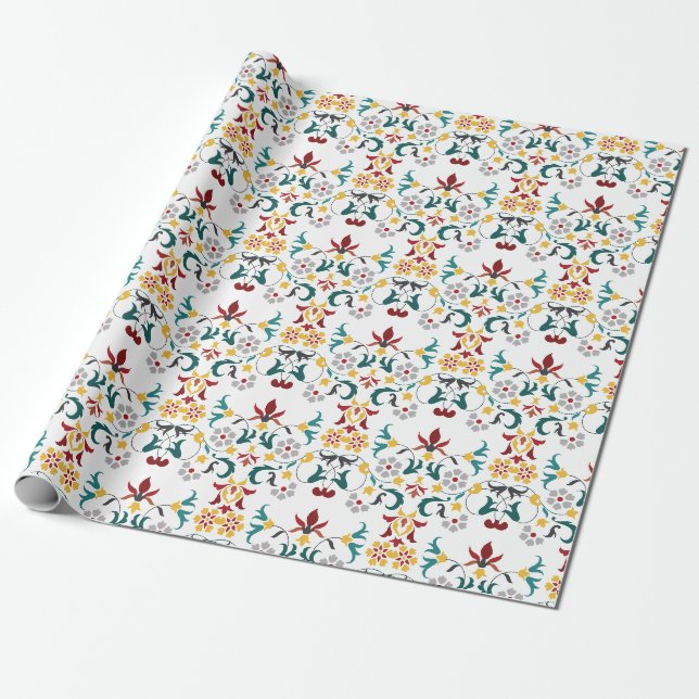 Vintagegeometri invecklad klassisk motiv bröllop presentpapper (Utrullad)