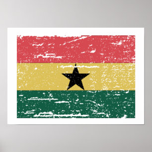 VintageGhana flagga Poster