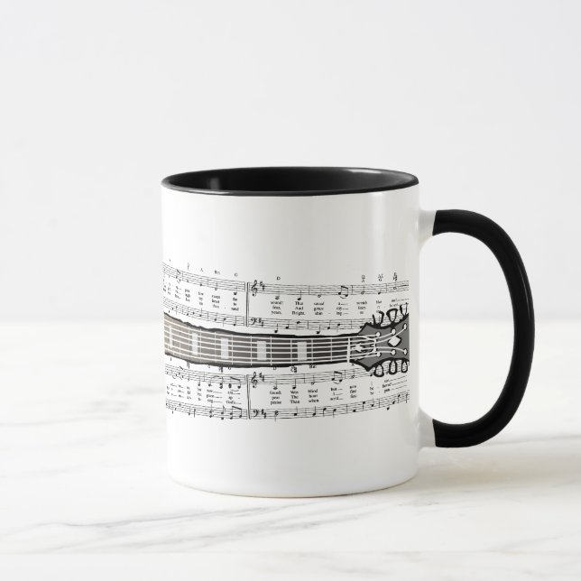 Vintagegitarr med notblad - mugg (Höger)